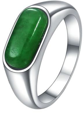 Mesnt Edelstahl Ring Frauen, 8MM Vintage Ring mit Stein aus Chirurgenstahl für Damen