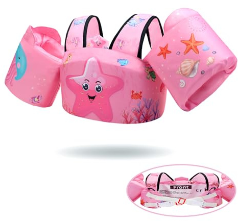 Coast Guard Approved UL Toddler Floaties Kids Swim Vest for 22-66 lbs Boys-Girls Kids Pool Beach Water Wings Jumper Floaties for 2-6 YearsSwim Learning Trainning(Starfish)