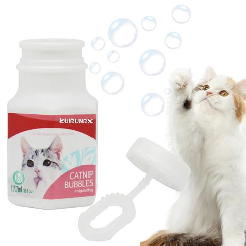 KUIRUNRX® Katzenminze Seifenblasen, Katzenminze-Blasen Für Katzen, Geschmack Für Haustiere, Mit Katzenminze, Natürliches Haustierfreundliches, Duftendes Katzenspielzeug Für Kätzchen（ 17.7 Ml）