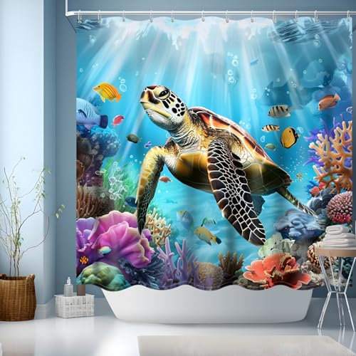 JINGYOU Duschvorhang Blau 180x180cm, Duschvorhang Waschbar, duschvorhänge mit Gewicht,Textil Polyester Waschbar badevorhang mit 12 Haken