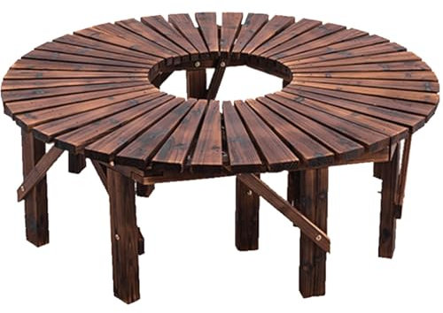 Baumbank Zum Umwickeln Halbrunde Gartenbank Aus Holz Gebogene Bank Für Draußen Baumbank Für Park, Hof, Terrasse, Deck, Rasen,2pcs