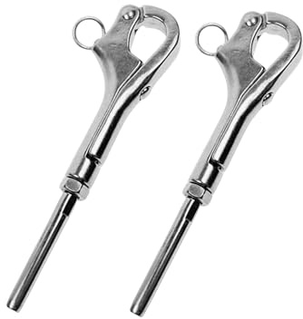 HAIWEN Openable Pelican Hooks Shackle, 316 Stainless Steel Quick Release Hand Rail Guardrails Sup Wire Rope Terminals Board Quick Release Hook Accessories (3'' Overall Length with M6 Rigging Screws)
