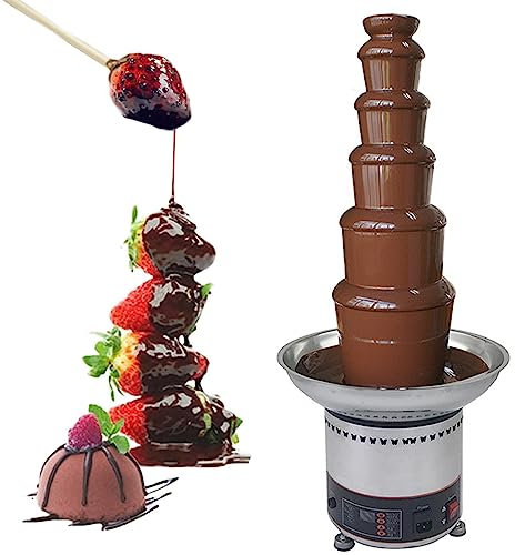 LZDOYY Chocolate Fountain, 4/5/6/7 Tiers Electric Melting Machine Chocolate Fondue Fountain Set, Stainless Steel Cascading Fondue Heat Motor Controls Pot for Nacho Cheese, BBQ Sauce, Ranch,6floors