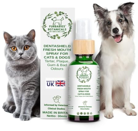 FurBabies 8 in 1 CAT DOG TEETH CLEANING SPRAY | FOR PETS WITH SENSITIVE TUMMY & SKIN ALLERGIES |Dog Breath Freshener & Plaque Remover | Bad Breath Treatment For Dogs | Antioxidant Dog Mouthwash(30ml)