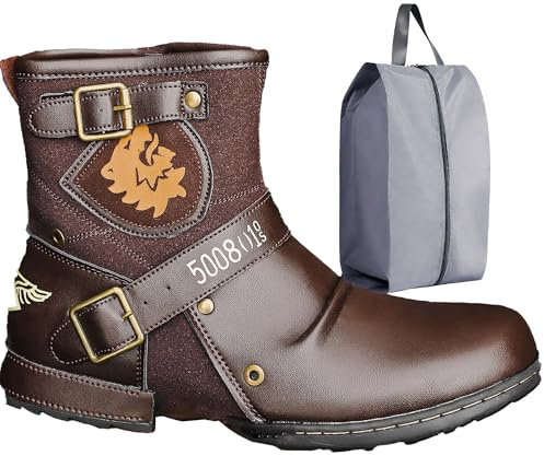 CaiHmnsa Moto-Stiefel for Herren, Stiefeletten, modische Lederstiefel mit Reißverschluss, Freizeitschuhe, wasserdichte Motorradstiefel, Westernstiefel, Übergröße