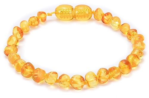 Tolldek mm Bernstein Armband, Damen & Herren Armband, Echten Natursteinen Premium Armband für Paar Paar Geschenk für Frauen und Männer, 15CM, Orange