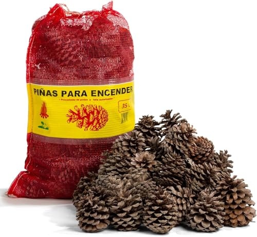 BESTLINE Piñas Encendido Ecológica, Secas y Grandes para Barbacoa, Chimenea, Caldera y Estufa, 32L
