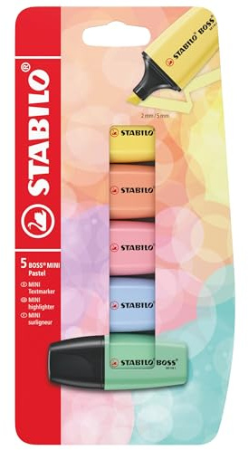 STABILO BOSS MINI Pastel - Evidenziatore - Pack da 5 - Colori assortiti