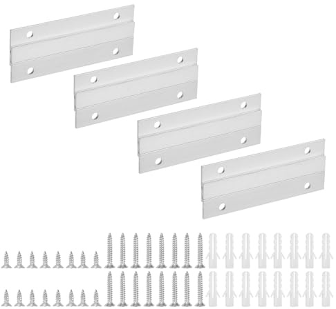 sourcing map 4 Paar französische Bilderaufhänger, 10,2 cm, Aluminium, Z-Bügel-Clips, ineinandergreifende Wandhalterung, Aufhänger-Set zum Aufhängen von Spiegel-Bilderregalen