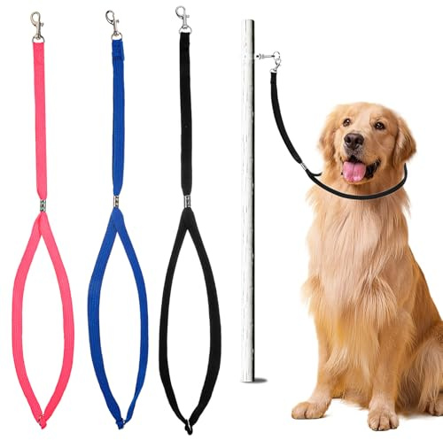 3 x Fellpflegeschlaufe für Hunde, verstellbare Fellpflegeleine, Nylon-Halteschlinge, Fellpflege-Helfer, Hundeleine, verstellbar, fest, Sicherheitsseil für Haustierpflege, Tisch, Badewanne,