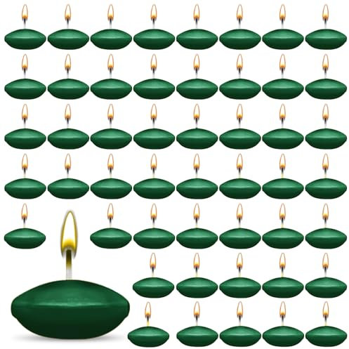 ZITUZY 50 Stück Grün Schwimmkerzen, Unparfümierte Schwimmkerzen, für Hochzeitspool, Valentinstagbadewanne, Abendessen, Weihnachtsdekoration (Grün)