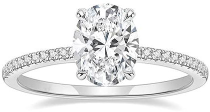 Tolldek Echt Goldschmuck Diamantring Weißgold 14K 585, Elegant Klassiker Ewigkeitsring Memoirering Eheringe Au585 Gold Trauringe Hochzeitsring mit Moissanit Oval Echt Goldschmuck, Gr.60 (19.1)
