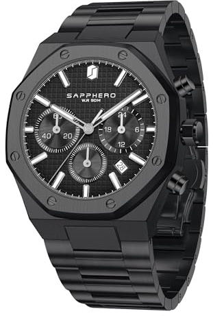 SAPPHERO Montres pour Hommes Luxe 50M Waterproof Montre-Bracelet pour Homme Business Date Sport Temps Mode Bracelet en Acier Montre Cadeau pour Homme