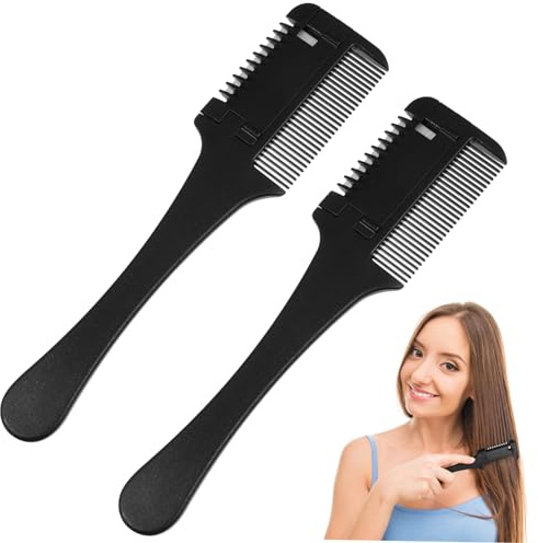 VICASKY Haarschneidekamm Doppelblättriger Rasierkamm Schwarz 2 Stück Haarkamm Zum Ausdünnen Und Stylen Für Selbstgemacht Friseurbedarf Zuhause Mit Hautschutz