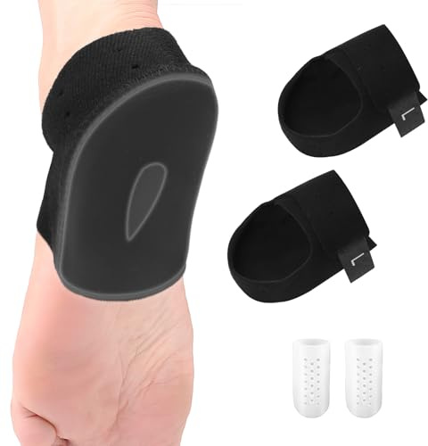 ZMDMAH Hälsporre Inlägg - 1 Par Gel Hälskydd Häldyna, Hälsporre Bandage i Silikon för Hälsmärtor Stressminskning (Svart) + 1 Par Tåskydd