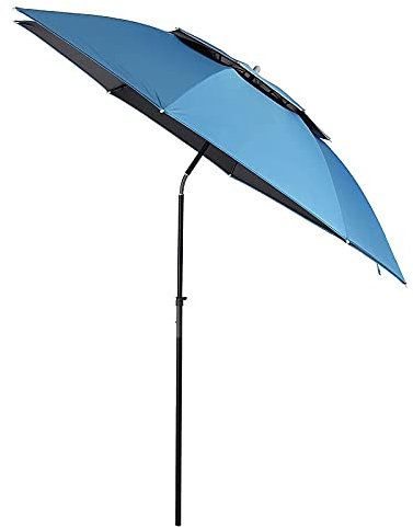 Parasols Parasol de Jardin, Portable Mécanisme d'inclinaison de Parapluie de Plage Pliable extérieur extérieur, utilisé pour la pêche, Le Camping, la Montagne, avec Bouchon au Sol Parasol