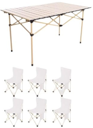 Set tavolo e sedia da campeggio pieghevole in acciaio al carbonio portatile, per esterni, rettangolare, per escursioni, barbecue, tailgating spiaggia e cortile