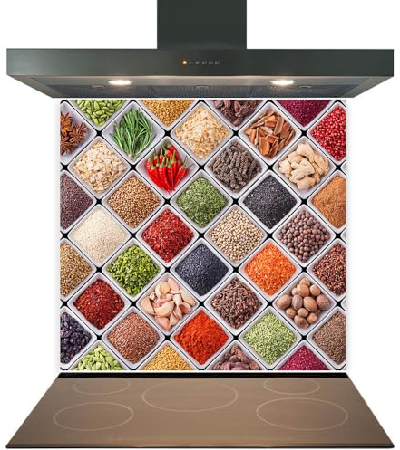 C2G Printed Toughened Glass Splashback for Kitchen, Tempered Heat-Resistant Glass Splashbacks with Polished Edges for Cooker and Hob Backsplash (Design 2240, 60 x 60cm)