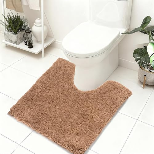 Baahrnom Alfombra de Baño en Forma de U Antideslizante 50X50cm, Alfombra de Inodoro de Microfibra Suave, Alfombras de Baño Absorbente, Alfombra de Ducha Lavables en Máquina