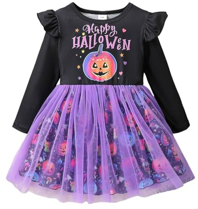 Libro dell'Avvento, 10 anni, per ragazze, Halloween, per bambini, con stampa a cartone animato, tutù, vestito con maniche a zucca, per feste, vacanze, Natale, ragazze