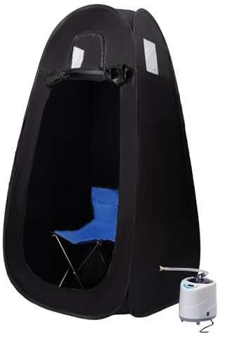 Portable Steam Sauna 1000W Oxford Cloth Portable Sauna Steam Tent 9 Gears 2L Steam Pot Sauna Tent Timing Function Adjustable Temperature with Remote Control Folding Chair and Herbal Box