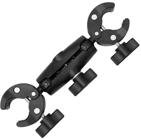 Keboyoe Double Super Pince Adaptateur Bras Support de Guidon de Moto Pince Double pour Appareil Photo pour Support de Lumière Parapluie Trépied Réflecteur Motocyclette