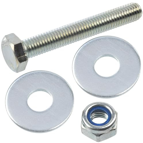 AERZETIX - Set di 10 bulloni a testa esagonale M10x70 mm + 20 rondelle larghe + 10 dadi esagonali autobloccanti M10 | Per progetti domestici, ristrutturazioni e riparazioni leggere | acciaio