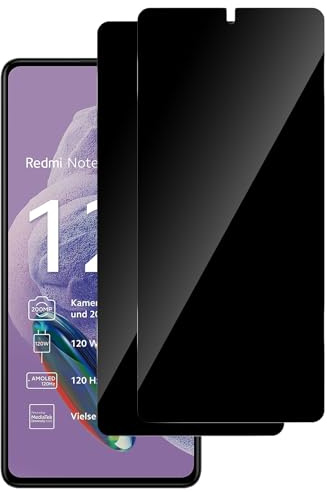 Haofun 2 Piezas Protector de Pantalla de Privacidad Cobertura Completo para Xiaomi Redmi Note 12 PRO PLUS 5G, Anti Espía Alta Sensibilidad Cristal Vidrio Templado [Sin Burbujas]