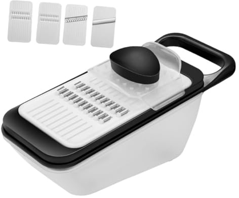 NOLITOY Cortador de Verduras Multiusos 4 Cuchillas Ajustables Cortador de Cebollas y Patatas para Cocina Color Negro Herramienta para Preparación Rápida de Alimentos Hogar