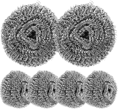 COLLBATH 6 Piezas Estropajos de Acero Inoxidable Reutilizables para Cocina de Resistentes y Ligeros para Limpiar Platos Sartenes y Utensilios No Rayantes para Ollas Grandes y Fregadero