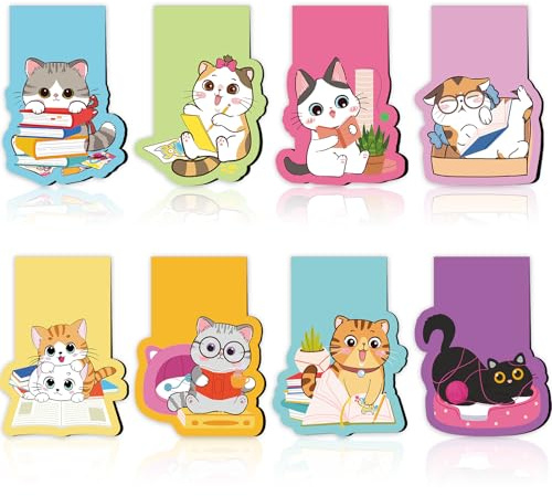 Yomover Lesezeichen Magnetisch Katze Geschenke - 8 Stück Katze Lesezeichen Magnetisch Mädchen Geschenk Katze Kinder, Geburtstag Geschenk Katze Lesezeichen Kleine Geschenke Für Mädchen