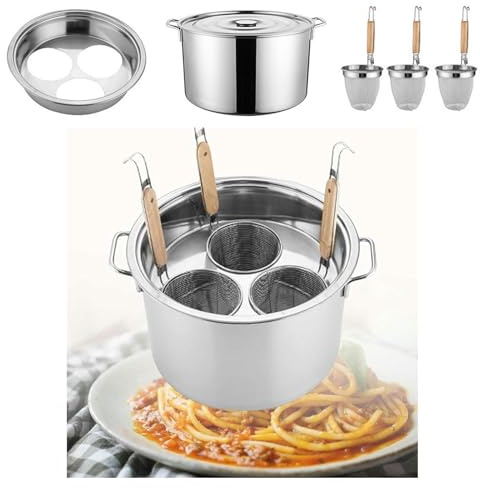 Bollitore per pasta in acciaio inox con divisore e colino, multifunzionale, per cucina di casa e ristorante