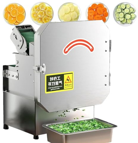 MObyat Affettatrice Elettrica Professionale da 200 W per Verdure, 700 Giri/min, Spessore Regolabile da 1,5 A 35 Mm, Portata Stabile da 150 A 300 kg/h, Interruttore di Sicurezza, per Verdure