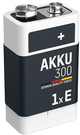 ANSMANN 1x Batteria ricaricabile 9V - Tipo 300mAh (min. 270 mAh) NiMH - Pila E-Block prericaricata