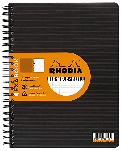 Rhodia 133146C Spiralheft A4+ Exabook Rhodiactive 80 Blatt liniert Schwarz