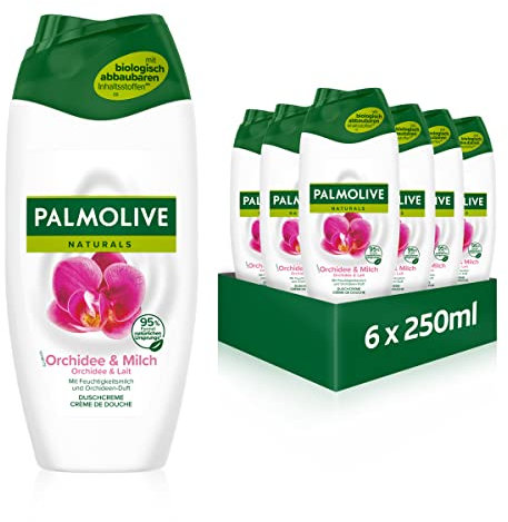 Palmolive Duschgel Naturals Orchidee & Milch 6x250ml - Cremedusche mit Orchideen-Duft