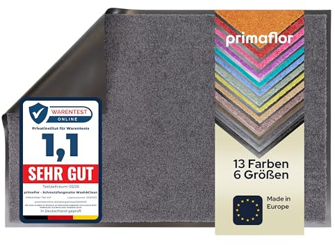 Primaflor Schmutzfangmatte Clean | 90 x 150 cm | Grau | 9 mm hohe Polyamid-Oberfläche mit Vinylrücken, Cfl-s1 und schwarzem Rand für Eingang, Flur und Tür