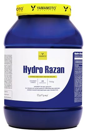 Hydro RAZAN® new formula integratore alimentare a base di proteine del siero del latte idrolizzate Optipep® 90 con aggiunta di probiotici ed enzimi digestivi gusto Cioccolato 700 g