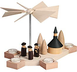 Seiffener Volkskunst - Teelichtpyramide Octogonum - Teelichthalter - Weihnachtssänger - ca: 23 x 38 x 24cm ( ohne Kerze ) - Made in Germany