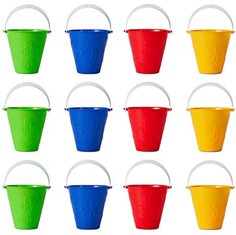 Bramble - 12 Kinder Eimer, 13cm - Sand & Strandspielzeug, Poolparty, Kindergeburtstag, Mitgebsel, Gastgeschenke