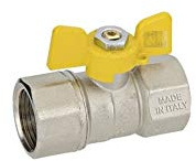VALVOLA A SFERA GAS METANO 1/2 FF RETTA MANIGLIA A FARFALLA in alluminio GIALLA