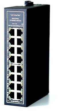 WIWAV WDH-16GT-DC 10/100/1000Mbps Switch Ethernet industriale Gigabit a 16 porte non gestito con guida DIN/montaggio a parete (UL in lista, senza ventola, -30°C ~ 75°C)