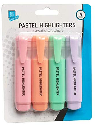 4 pennarelli pastello evidenziatori per scuola, casa, ufficio, rosa, lilla, verde, arancione