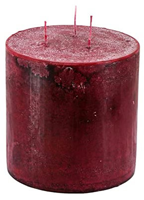 Hochwertige Mehrdochtkerze/Dreidochtkerze – Gefahrloses & Gleichmäßiges Abbrennen - Stumpenkerze (Altrot, Ø 15 cm/Höhe 15 cm)