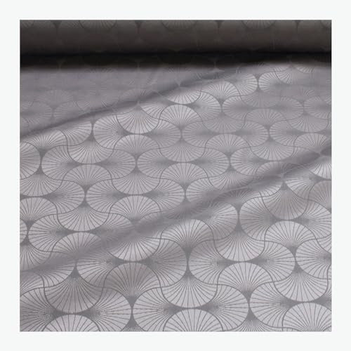 Stoff am Stück Stoff Baumwolle Polyester Jacquard taupé Fächer Geometrie Dekostoff braungrau