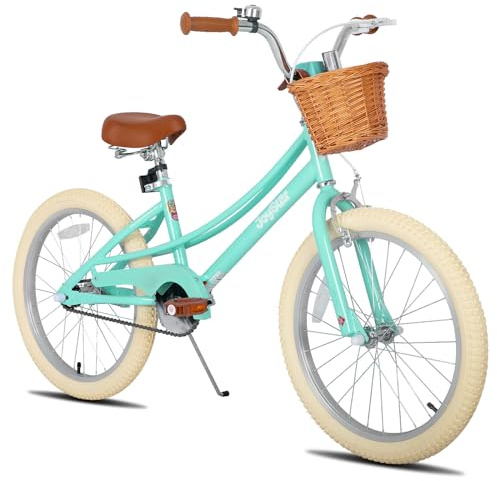 JOYSTAR 20 inch Kids Bike for 7-10 Years Girls, 20inch Girls Bike with Training Wheels, Basket & Kickstand, Kids' Bicycle Mint Green