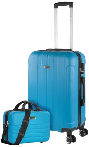 ITACA - Juego Maletas De Viaje rígidas Trolley con Candado de Combinación y 4 Doble Rueda 360° Set Maletas De Viaje Ligeras y Resistentes con Neceser, Turquesa