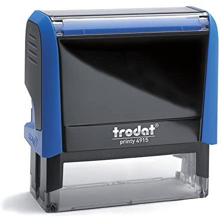 Trodat Printy 4915 - Gehäusefarbe himmelblau - mit Wunschtext personalisierbarer Text- oder Adressstempel - 70x25 mm - 7 Zeilen