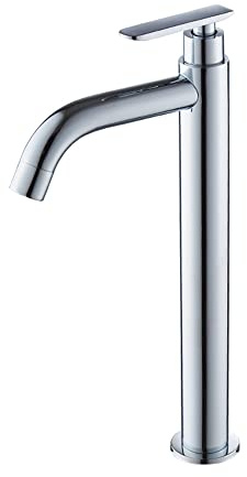 Hochbogen-Einloch-Badezimmer-Waschbeckenarmatur, Messing, Einhebel-WC-Becken, Wasserfall, Kaltwasserhahn, 30 cm hoch, poliertes Chrom