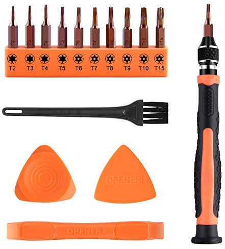 ASTARON Set di Cacciaviti Torx 15 in 1 Con Punte Magnetiche Intercambiabili T2-T10, T15 e Strumento di Apertura - Set di Cacciaviti di Sicurezza